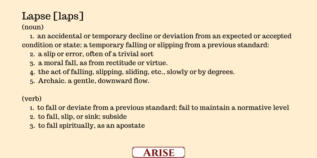 Definition of lapse for the blog post  The difference between lapse and relapse
