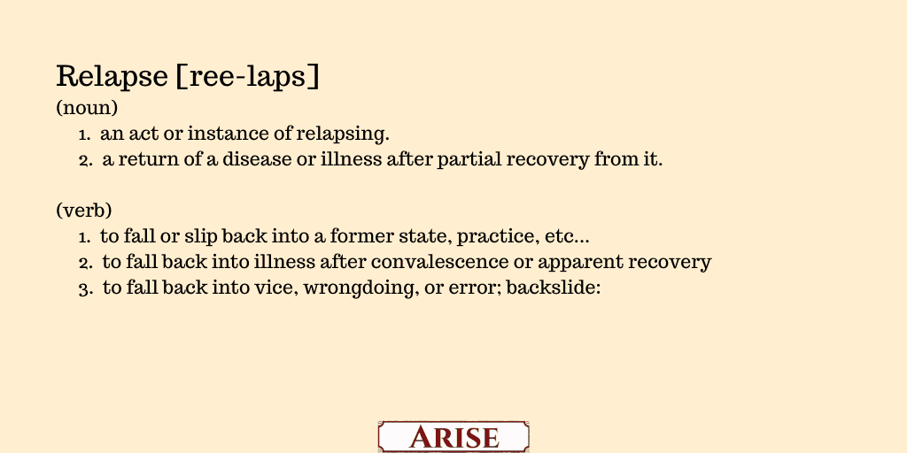definition of relapse for the blog post  The difference between lapse and relapse